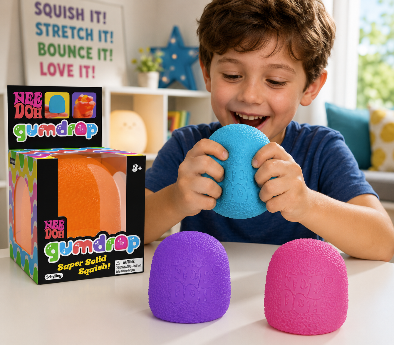 Kiddo Toy World NeeDoh Gumdrop - Textured Sensory Toy with Super Solid Squish - 2.5" Tall - Colors May Vary (Pack of 1)