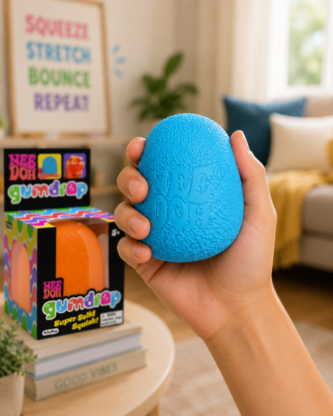 Kiddo Toy World NeeDoh Gumdrop - Textured Sensory Toy with Super Solid Squish - 2.5" Tall - Colors May Vary (Pack of 1)