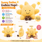 Sun and Moon Plush - Smiling Fun Filled Sun Pillow - 12" Moon and Sunshine Animal Pillow Soft Plush Toy for Children's Birthday Gift (2PCS)