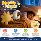 Sun and Moon Plush - Smiling Fun Filled Sun Pillow - 12" Moon and Sunshine Animal Pillow Soft Plush Toy for Children's Birthday Gift (2PCS)