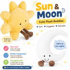 Sun and Moon Plush - Smiling Fun Filled Sun Pillow - 12" Moon and Sunshine Animal Pillow Soft Plush Toy for Children's Birthday Gift (2PCS)