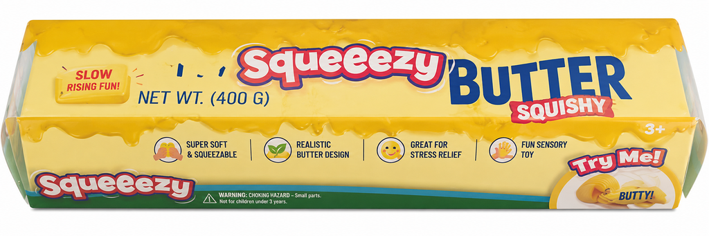 Jumbo Butter Squishy - Squeeze & Play 14oz Big Butter Stick Stress Relief Sensory Fidget Toys - Teens & Adults - Slow Rising Food Squishy for Autism, ADHD - Party Favors Gifts