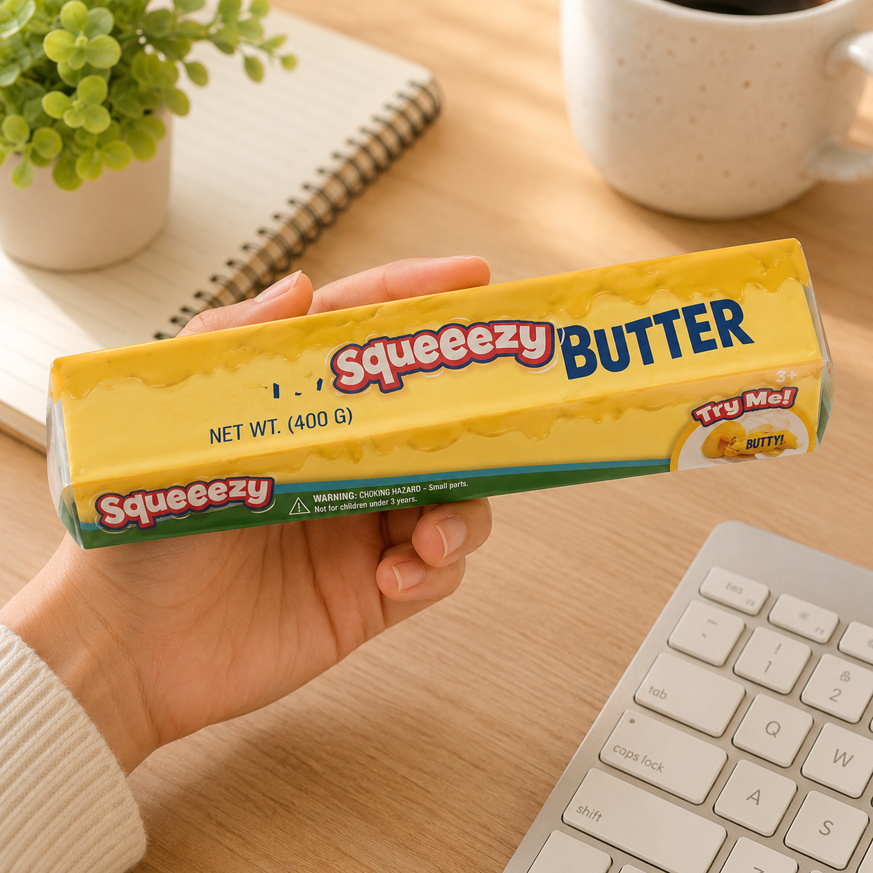 Jumbo Butter Squishy - Squeeze & Play 14oz Big Butter Stick Stress Relief Sensory Fidget Toys - Teens & Adults - Slow Rising Food Squishy for Autism, ADHD - Party Favors Gifts