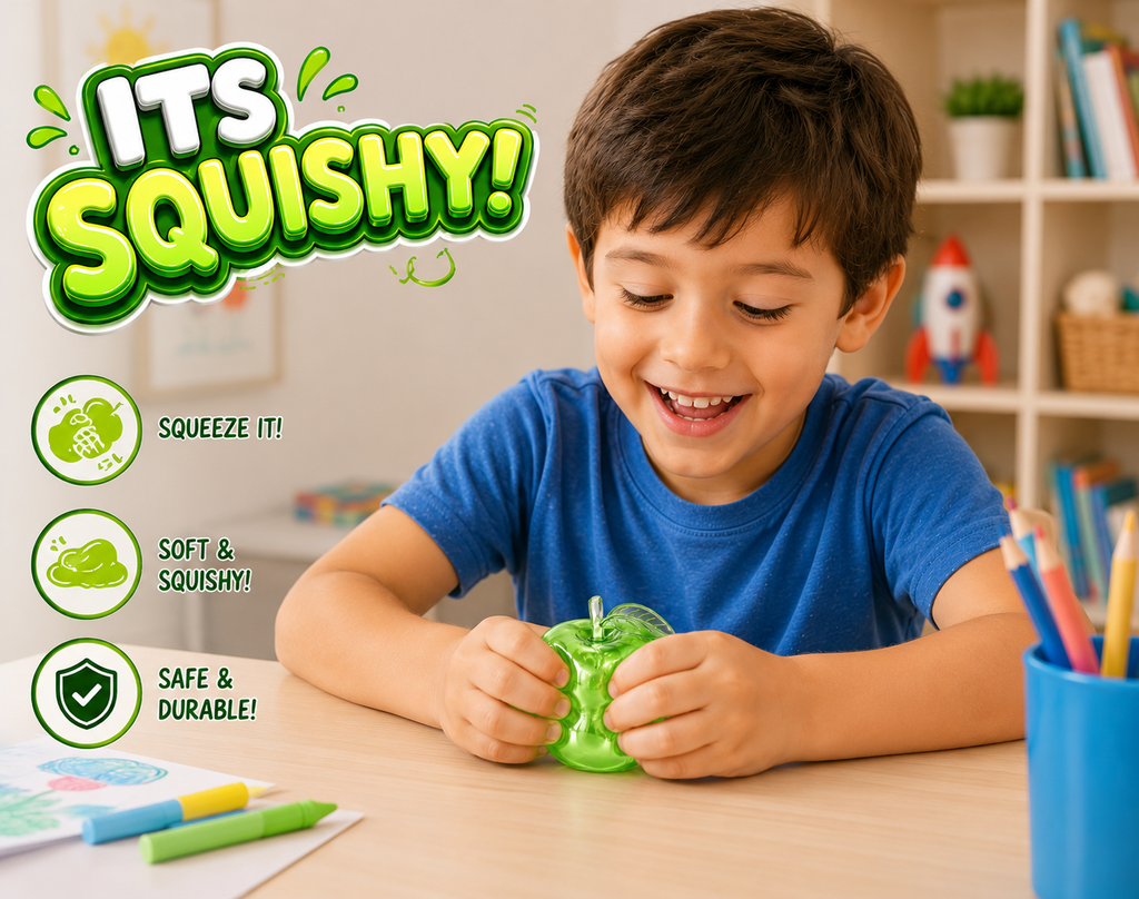 Apple Squishy - Clear Cute Fruit Stress Ball for Adults - Slow Rising Stress Relief - Stress Relief Toy - Soft Cute Fruit Anxiety Relief Doug - Cute Funny Desk Decor (Green)