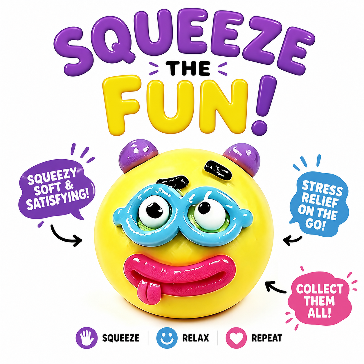 NEW Smushers Squishy - Smushers Dog Face Swap Squishy - Soft Moldable Cute Slow Rise Squeeze Toy - Cute Dog face Stress Relief Toy (Yellow)