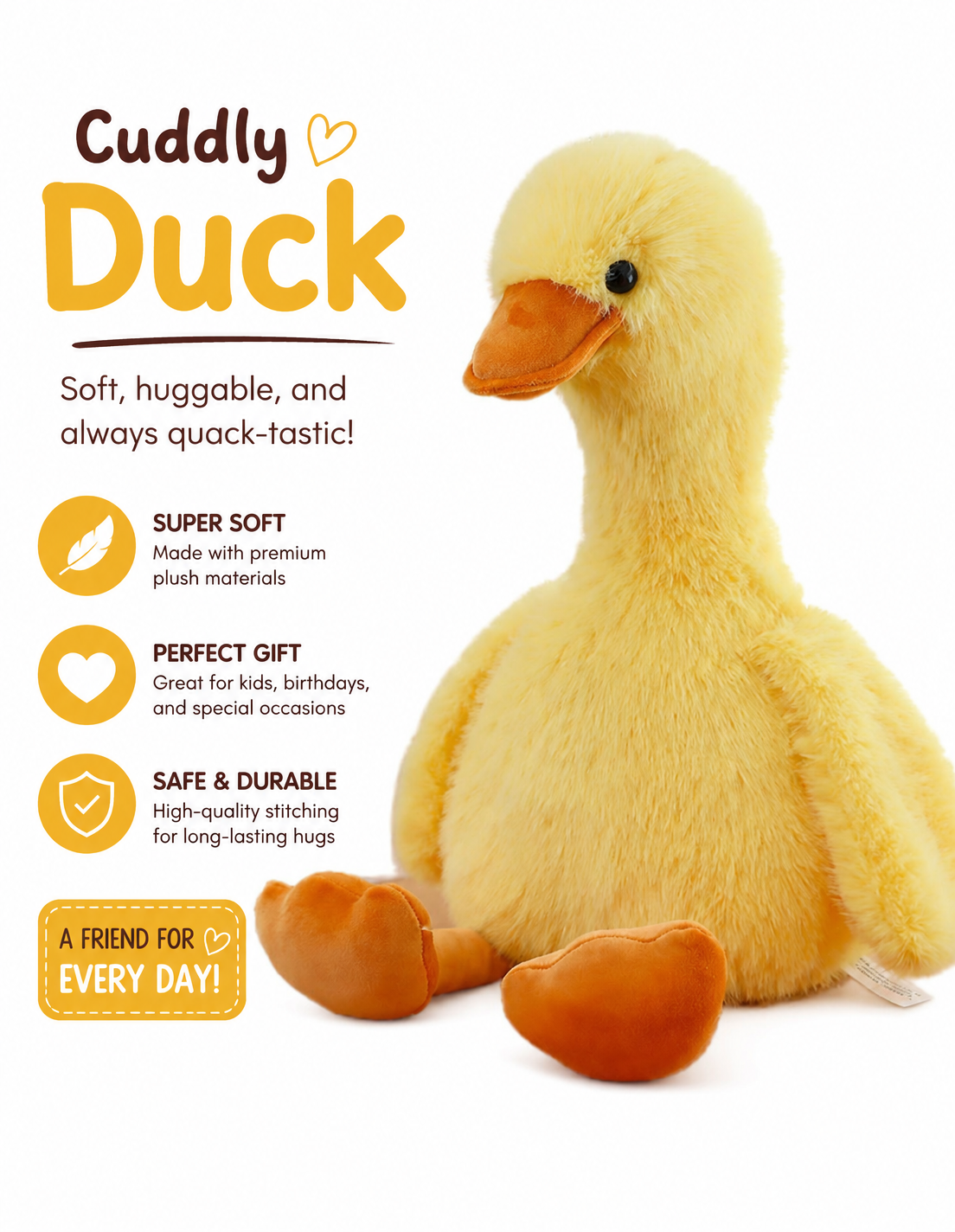 Duck Stuffed Animal - Stuffed Duck Plush Toys - Birthday for Kid Boys Girls (10inch-Yellow)
