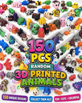 150Pcs Random 3D Printed Animals - Mystery Pack Articulated Figurines Fidget Toy - Gifts for Kids Graduation Rewards - Easter Egg Stuffers - Birthday Gifts(Varying Sizes)