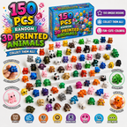 150Pcs Random 3D Printed Animals - Mystery Pack Articulated Figurines Fidget Toy - Gifts for Kids Graduation Rewards - Easter Egg Stuffers - Birthday Gifts(Varying Sizes)