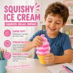 Ice Cream Squeeze Squishy - Ice Cream Cone Squishy - Slow Rise Sensory Fidget Toy - Easter Basket Stuffers Party Favors Summer Sensory Stress Relief - Kawaii Dessert (Pink)