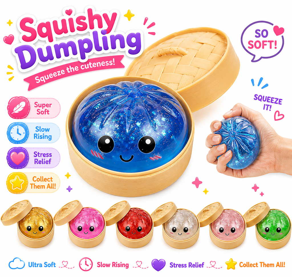 Dumpling Squishy Toys -  Gaint Dumpling Squishy Mystery Box - Assorted Colors - Colorful Squishies Dumplings Stress Balls Toy - Stocking Stuffers with Food Steamer Stretchy Desk Toy