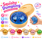 Dumpling Squishy Toys -  Gaint Dumpling Squishy Mystery Box - Assorted Colors - Colorful Squishies Dumplings Stress Balls Toy - Stocking Stuffers with Food Steamer Stretchy Desk Toy