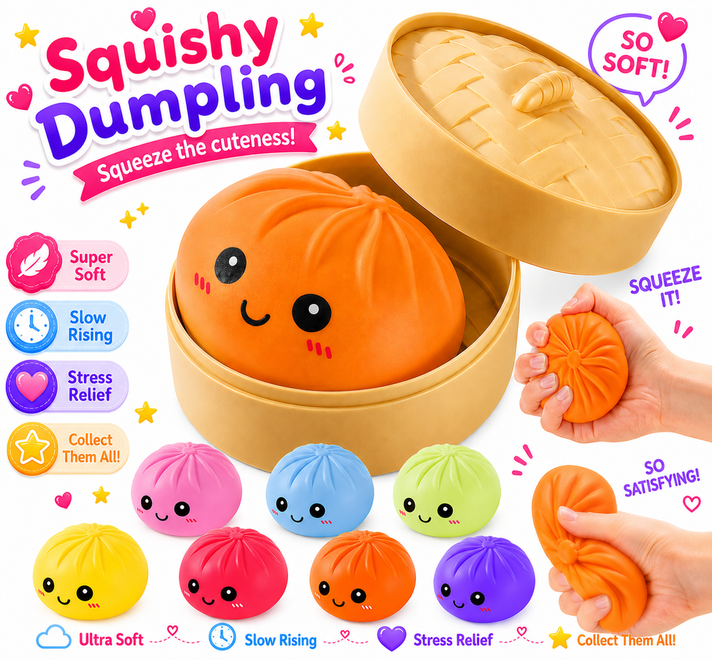 Dumpling Squishy Toys -  Gaint Dumpling Squishy Mystery Box - Assorted Colors - Colorful Squishies Dumplings Stress Balls Toy - Stocking Stuffers with Food Steamer Stretchy Desk Toy