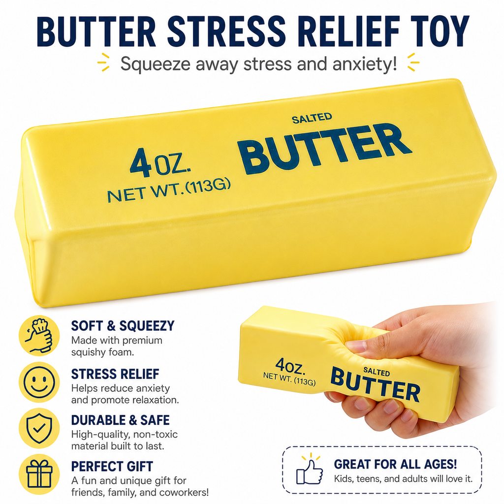 Butter Squishy - Soft Slow Rising Squeeze Toys - Butter Stick Squishy Fidget Toys - Stress Balls Squishies for Office Desk Toys - Party Favors & Birthday Gifts