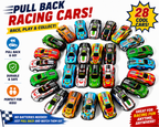 28 Pack Pull Back Cars for Kids - Mini Vehicles Toy Bulk Party Favor Race Cars Toys - Goodie Bag Stuffers - Pinata Fillers for Boys Girls Toddlers