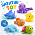 Infant Bath Toys for 18 Months - 6 Pcs Set - No Hole Animal Bathtub Toys - Baby Bath Tub Toys