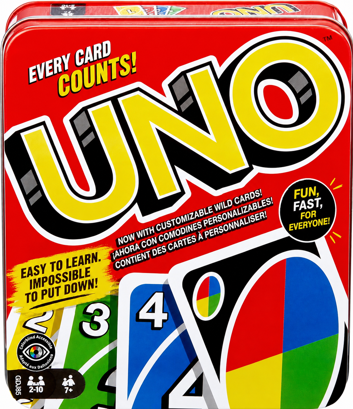 UNO Card Game for Kid - Adult & Family Nights & Parties - Travel & Vacations - Color Blind Accessible & Customizable Deck