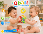 Bright Starts Oball Easy Grasp Classic Ball BPA-Free Infant Toy - Red, Yellow, Green, Blue - Newborn and Up - 4 Inches