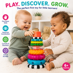 Sassy Stacks of Circles Stacking Ring STEM Learning Toy, Age 6+ Months, Multi, 9 Piece Set