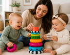 Sassy Stacks of Circles Stacking Ring STEM Learning Toy, Age 6+ Months, Multi, 9 Piece Set