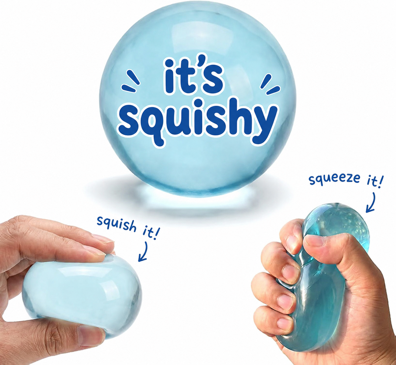 Coconut Oil Stress Ball Dumpling Squishy Squeeze Ball - Blue