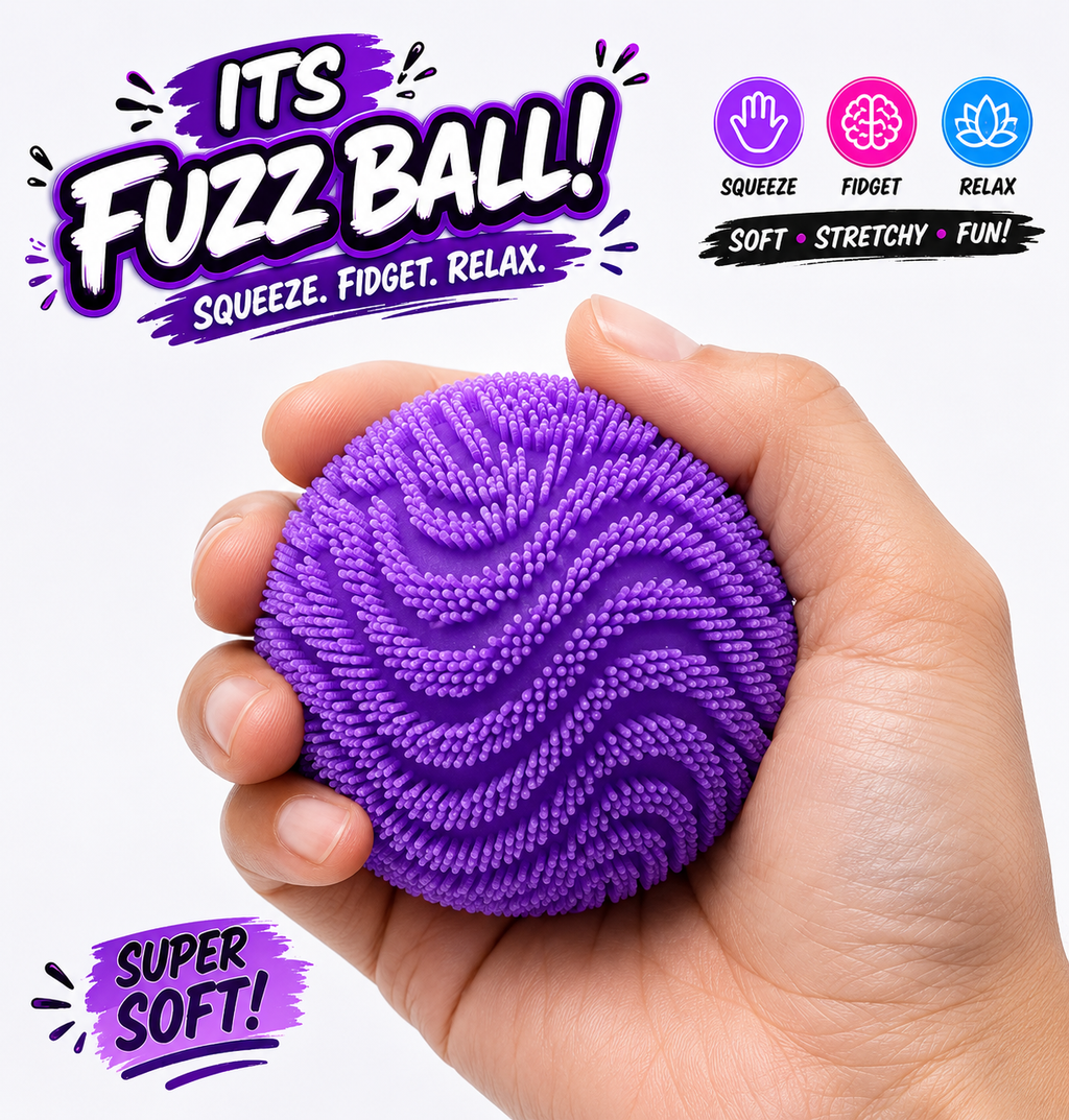 Fuzz Ball Squishy Stress Ball - Soft Slow Rise Sensory Fidget Toy - Tactile Squeeze Ball for Anxiety Relief - Calming Moldable Fidget Toy for Stress Relief & Focus Enhancement