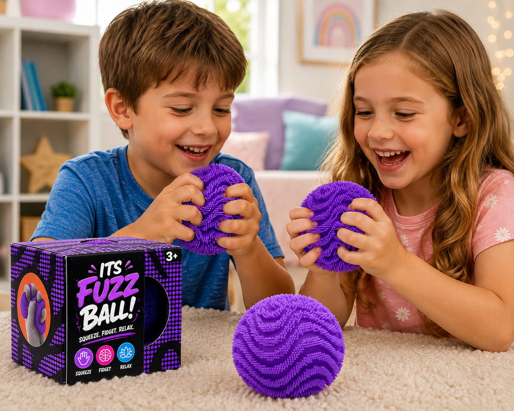 Fuzz Ball Squishy Stress Ball - Soft Slow Rise Sensory Fidget Toy - Tactile Squeeze Ball for Anxiety Relief - Calming Moldable Fidget Toy for Stress Relief & Focus Enhancement
