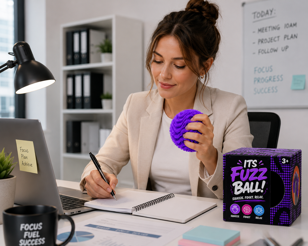 Fuzz Ball Squishy Stress Ball - Soft Slow Rise Sensory Fidget Toy - Tactile Squeeze Ball for Anxiety Relief - Calming Moldable Fidget Toy for Stress Relief & Focus Enhancement