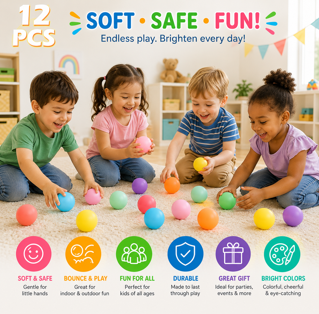 12 Pcs Stress Balls Set for Adults and Kids - Squishy Ball Sensory Fidget Toys for Anxiety Relief - Squeeze Ball Party Favors Bulk Pack - Classroom Prize - Birthday Halloween