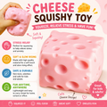 Pink Cheese Squishy - Squeeze Cheese Toys with Soft Skin-Feel for Stress & Anxiety Relief Fidget