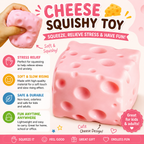 Pink Cheese Squishy - Squeeze Cheese Toys with Soft Skin-Feel for Stress & Anxiety Relief Fidget