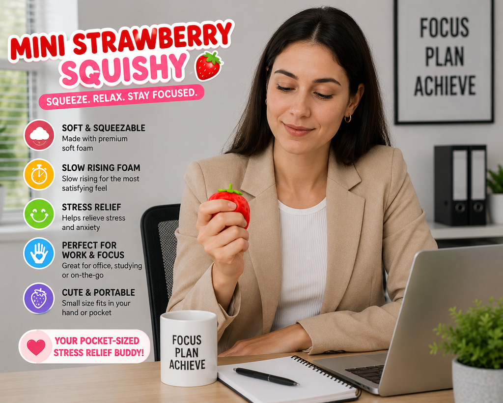Strawberry Squishy - Realistic Strawberry Ball Relieve Stress and Anxiety - Party Favor Slow Rise Pressure Release Toy