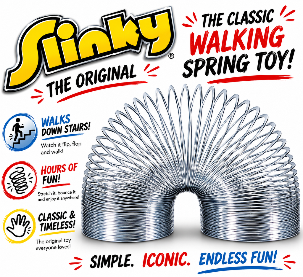 The Original Slinky Walking Spring Toy - 2.75-inch Diameter Metal Slinky - Fidget Toys