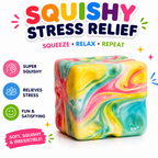 Squishy Cube Toy - 12 Pcs Set - Slow Rising Sensory Fidget Cube - Soft Stress Relief Squeeze Toy for Kids and Adults