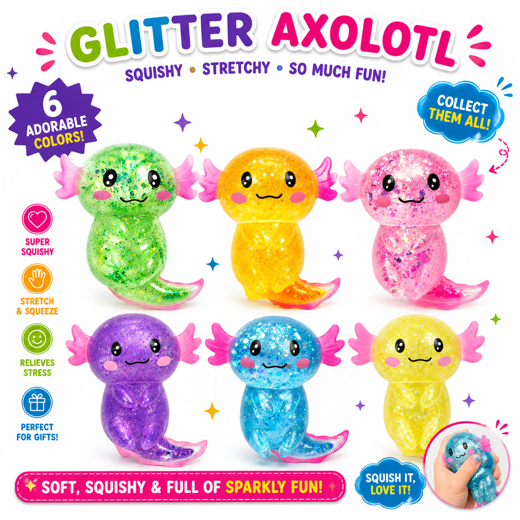 Colorful Axolotl Squishy Fidget Toy Stretchy Salamander Stress Relief Squeeze
