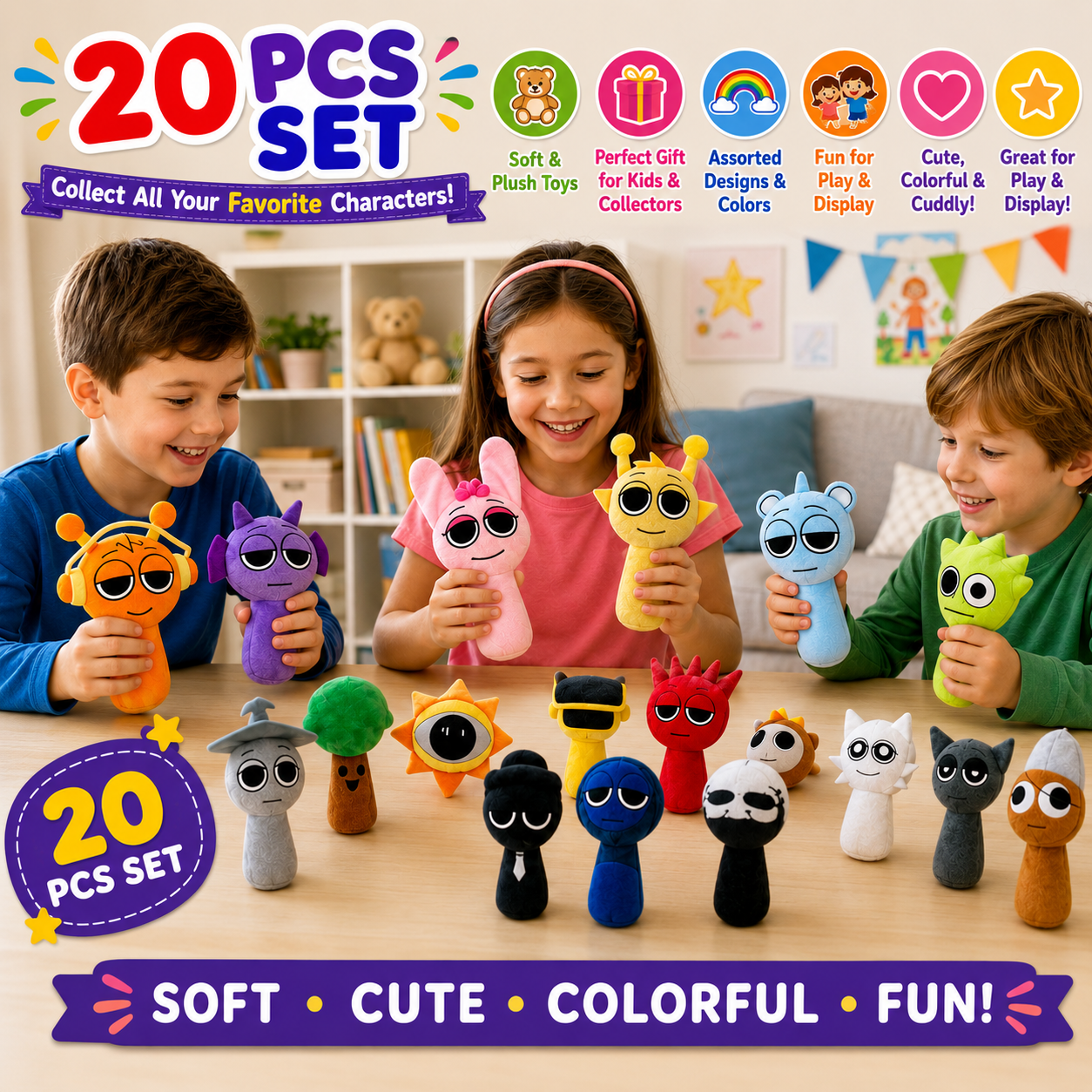 Kid Plush Toys – Set of 20 Soft & Colorful Stuffed Plushies for Gifting, Cuddling, Travel & Play – Premium Plush Toy Collection
