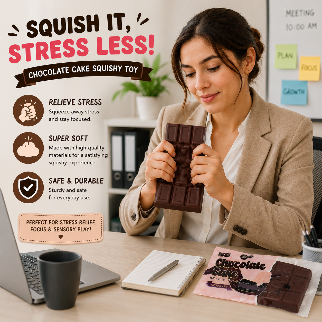 Slow Rising Squishy - Stress Ball - Stress Toy - Fidget Toys - Party Favor Gift (Dark Chocolate-1pc)