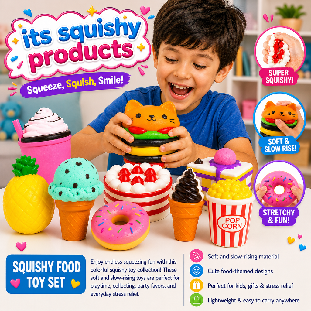 Slow Rising Jumbo Squishies Toys Set - 9 Pack Soft Kawaii Squishy Hamburger Popcorn Cake Ice Cream Donut Stress Relief Squeeze Toy for Boys and Girls