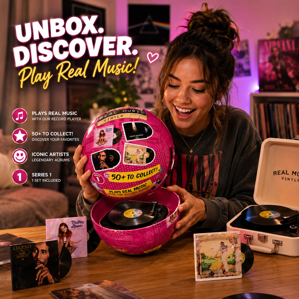 MGA's Miniverse Real Music Vinyl Mystery Blind Packaging - Lot of 4 - Mini Playable Records - 4 Vinyl Records per Pack - Sleeve & Keychain - Collectors - Gift - Britney Spears - Elton John - TLC