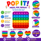 4 Pack Rainbow Pop it Fidget Toy - Bubble Sensory Toy for Kids and Adults - Stress Reliever - 4 Shapes Poppers - Heart - Circle - Octagon - Square Pressure Relieving