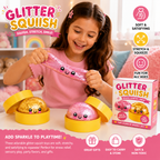 2 Pack Mini Dumpling Squishy Fidget Toys - Glitter & Bead Filled Stress Balls - Soft Slow Rising TPR Smiley Squeeze Toy - Tear-Resistant Sensory Toy for Stress Relief - Party Favors (Pink & Gold)