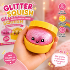2 Pack Mini Dumpling Squishy Fidget Toys - Glitter & Bead Filled Stress Balls - Soft Slow Rising TPR Smiley Squeeze Toy - Tear-Resistant Sensory Toy for Stress Relief - Party Favors (Pink & Gold)