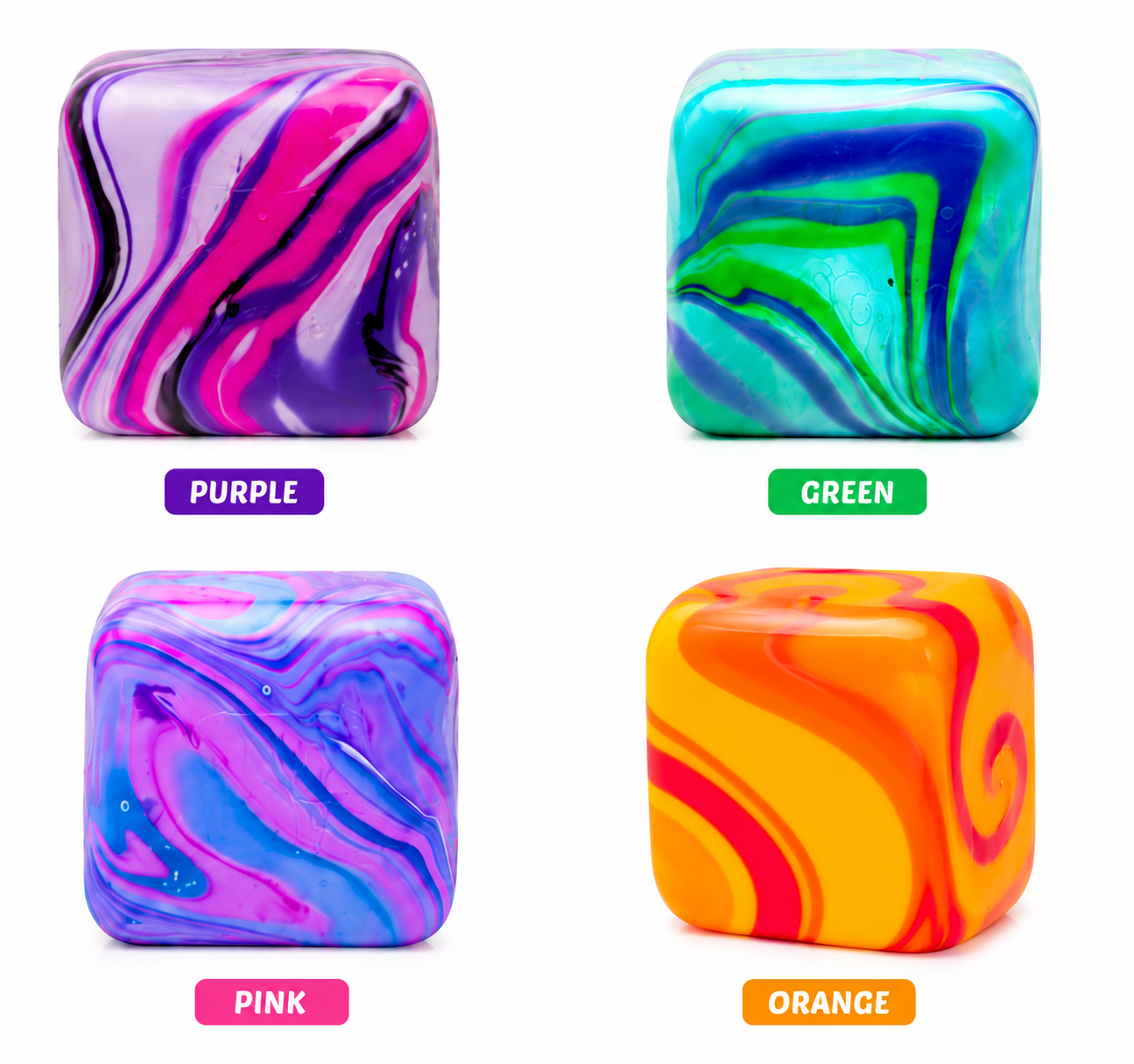 Kiddo Toy World NeeDoh Nice Cube Swirl - Sensory Toy with a Super Solid Squish - Stress Cubes Unique, Swirling Color Blend - Color May Vary (1 Per Pack)