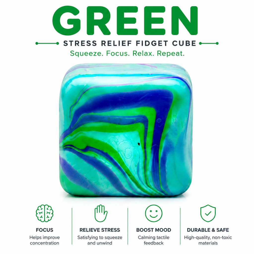 Kiddo Toy World NeeDoh Nice Cube Swirl - Sensory Toy with a Super Solid Squish - Stress Cubes Unique, Swirling Color Blend - Color May Vary (1 Per Pack)
