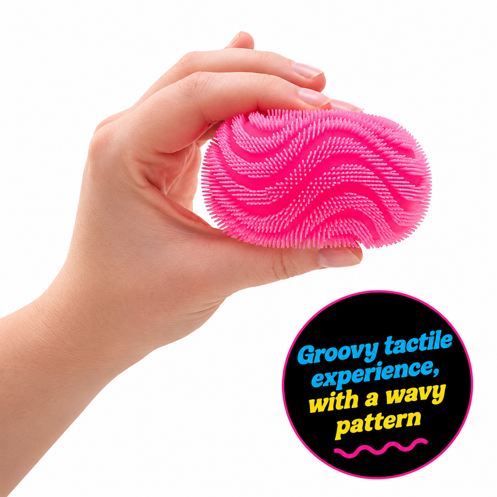 Kiddo Toy World NeeDoh Fuzz Ball Wonder Waves - Montessori toys - Assorted Color - Sensory Toy with a Velvet Texture and Soft Cloud Squish - Sensory Toys For Kids-Squish Toys - Wavy Pattern You Can See and Feel - Ages 3 and Up - One Per Pack