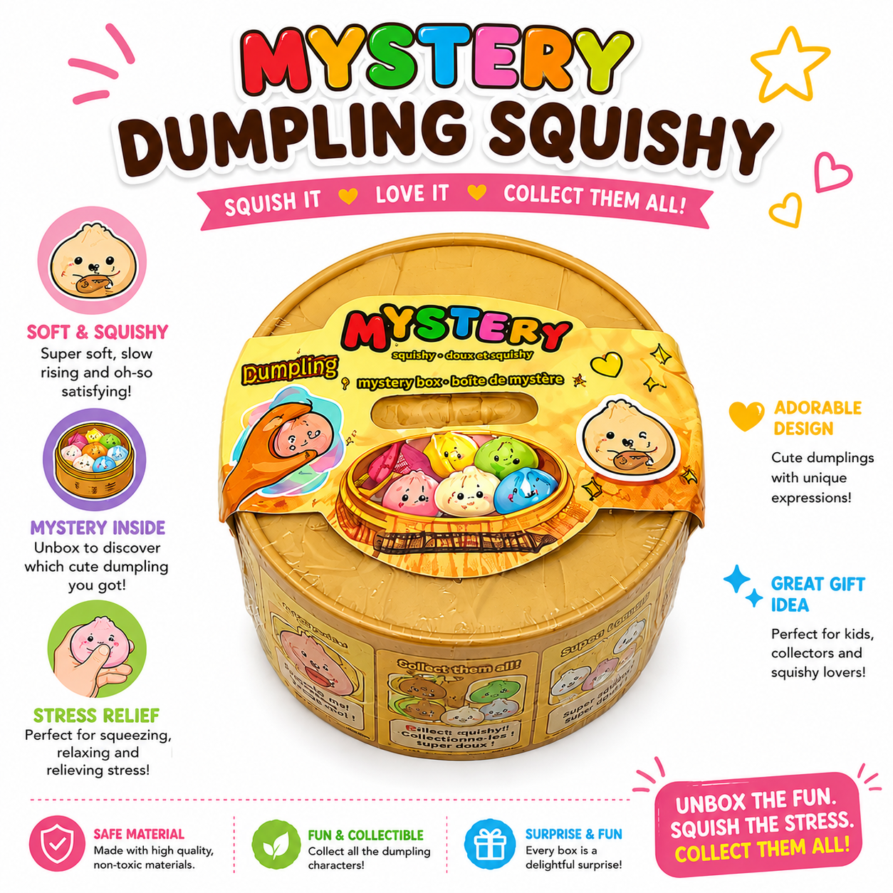 Mystery Dumpling Squishy Surprise Box Slow Rising Stress Relief Toy