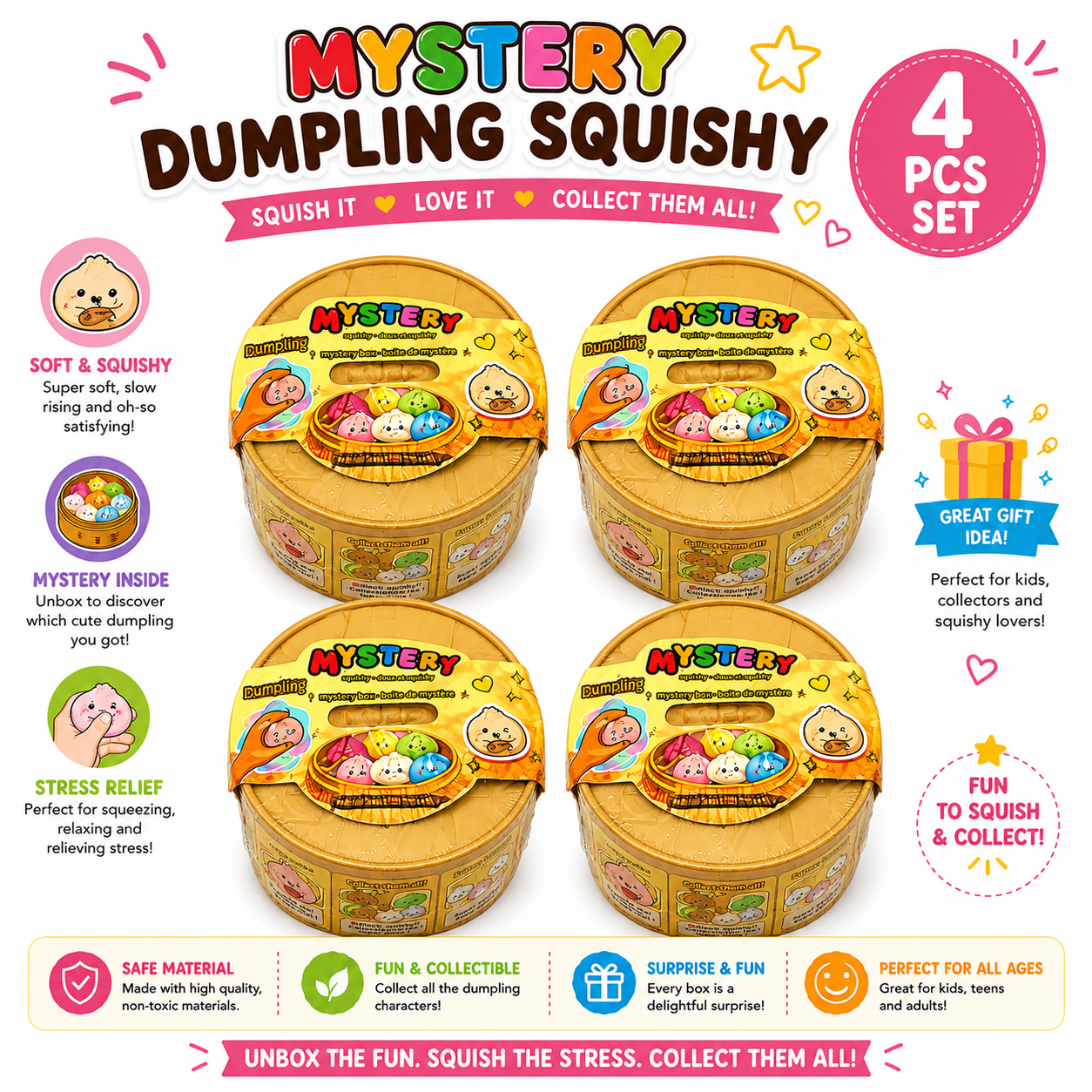 Mystery Dumpling Squishy Surprise Box Slow Rising Stress Relief Toy
