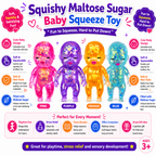 Baby Squishy Oversized Glossy Doll Toy Sparkling Soft Rubber Stress Relief Toy Stress Relief Cute Maltose Doll for Teens and Adults Anxiety Relief Party Gift