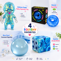 4 PCS Squishy Toy Set Baby Donut Coconut Cube Soft Squeeze Sensory Fidget Toys