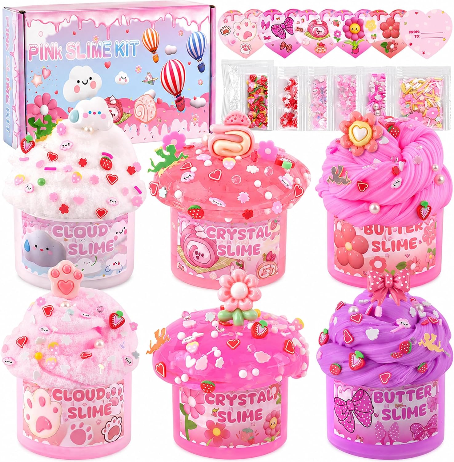 6 Pack Slimes - Pink Slime Kids - Cloud Slime kit for Girls Ages 8-12 - Toys for Girls and Boys - for Kids Slime Set Party kit Goodie Bag Stuffers - 4 5 6 7 8 9 10 Year Old Girl Birthday Gift Cute Stuff