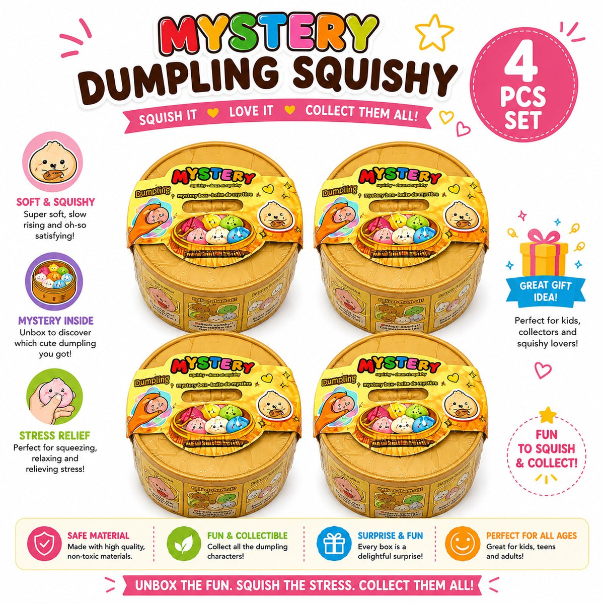 Mystery Dumpling Squishy Surprise Box Slow Rising Kawaii Fidget Toy